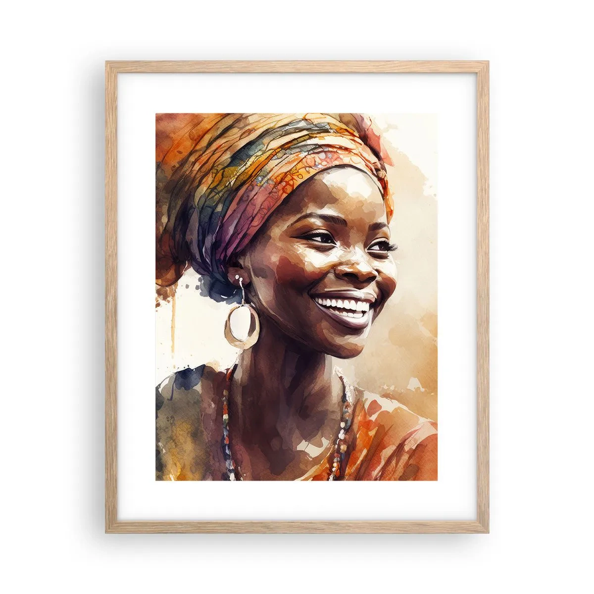 Pôster com moldura de carvalho claro - Rainha africana - 40x50 cm
