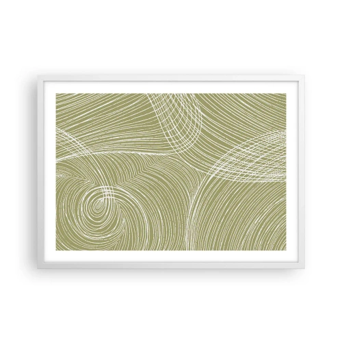 Pôster em moldura branca - Abstração intrincada em branco - 70x50 cm