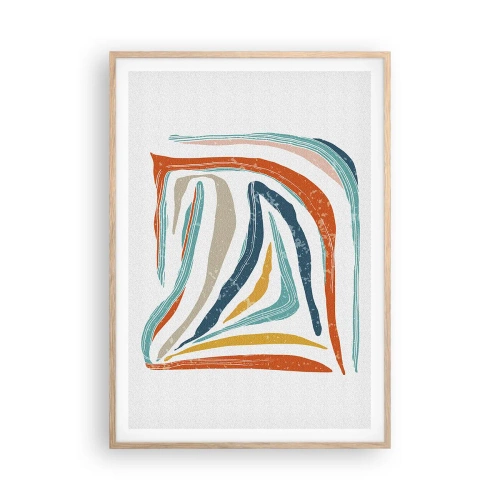 Pôster com moldura de carvalho claro - Abstração com um sorriso amigável - 70x100 cm