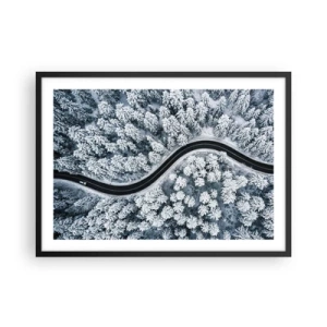 Pôster com moldura preta - Pelaa floresta no inverno - 70x50 cm