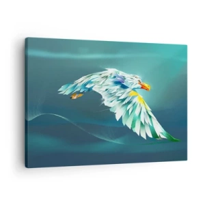 Quadro em tela - Águia abstrata em voo contra um céu turquesa - 70x50cm - O poder da águia - Decoração de parede moderna para a sala de estar e quarto ARTTOR