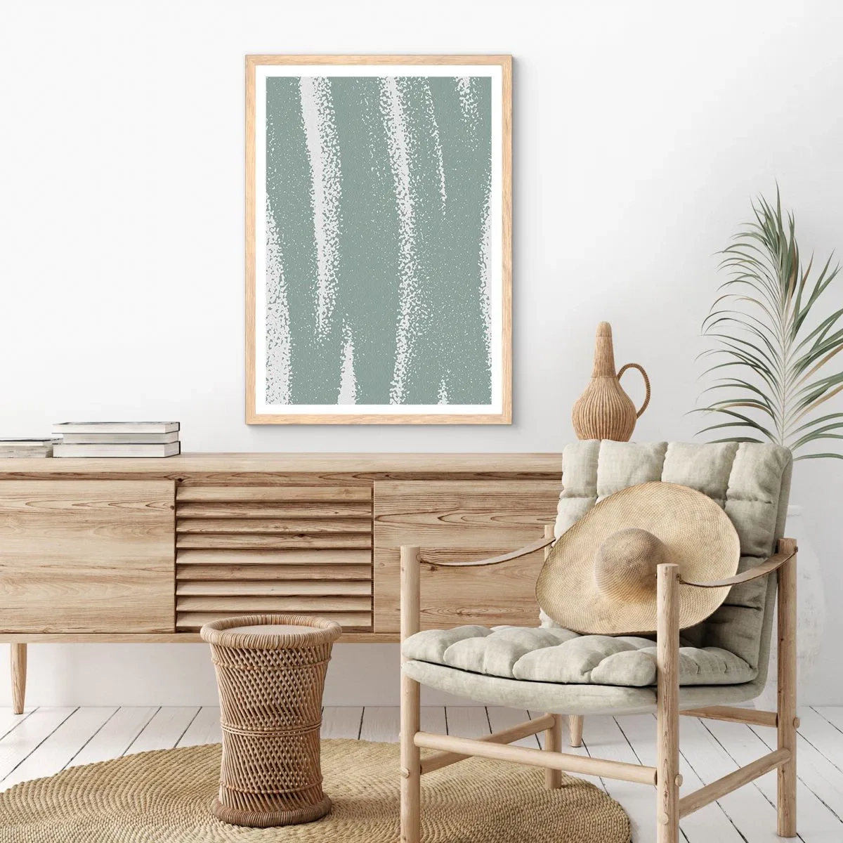 Pôster com moldura de carvalho claro - Abstração em um clima de inverno - 40x50 cm