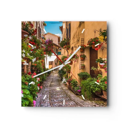 Relógio de parede - Relógio em vidro - Beco italiano - 30x30 cm