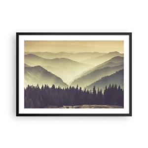 Pôster com moldura preta - Atrás das sete montanhas... - 70x50 cm