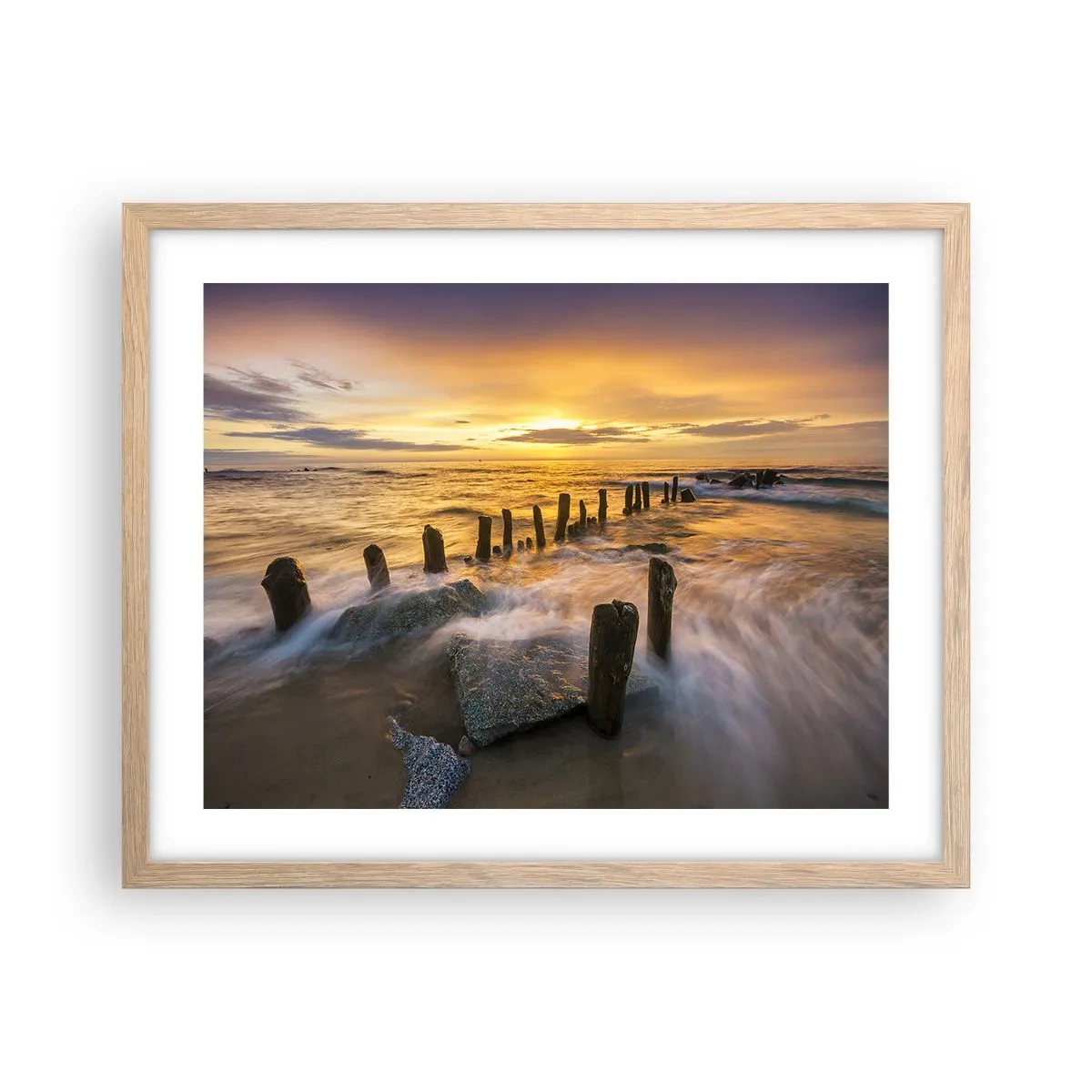 Pôster com moldura de carvalho claro - A beleza crua do Mar Báltico - 50x40 cm