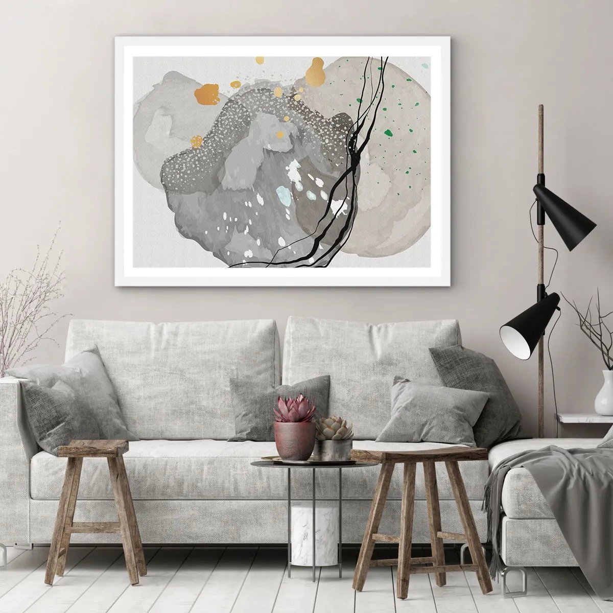 Pôster em moldura branca - Composição orgánica - 50x40 cm