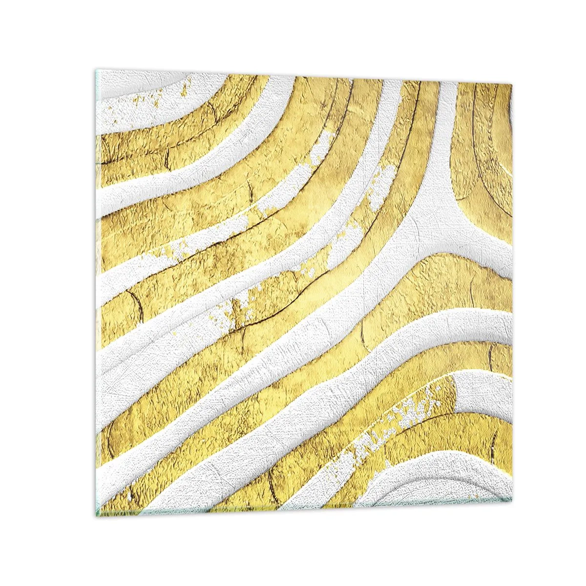 Quadro em vidro - Composição a branco e ouro - 30x30 cm