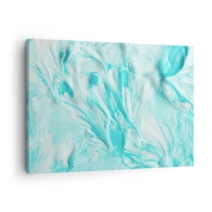 Quadro em tela - Um motivo abstrato em tons pastéis de azul e branco. - 70x50cm - Juntos para sempre - Decoração de parede moderna para a sala de estar e quarto ARTTOR