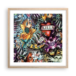 Pôster com moldura de carvalho claro - O sonho do tatuador - 50x50 cm