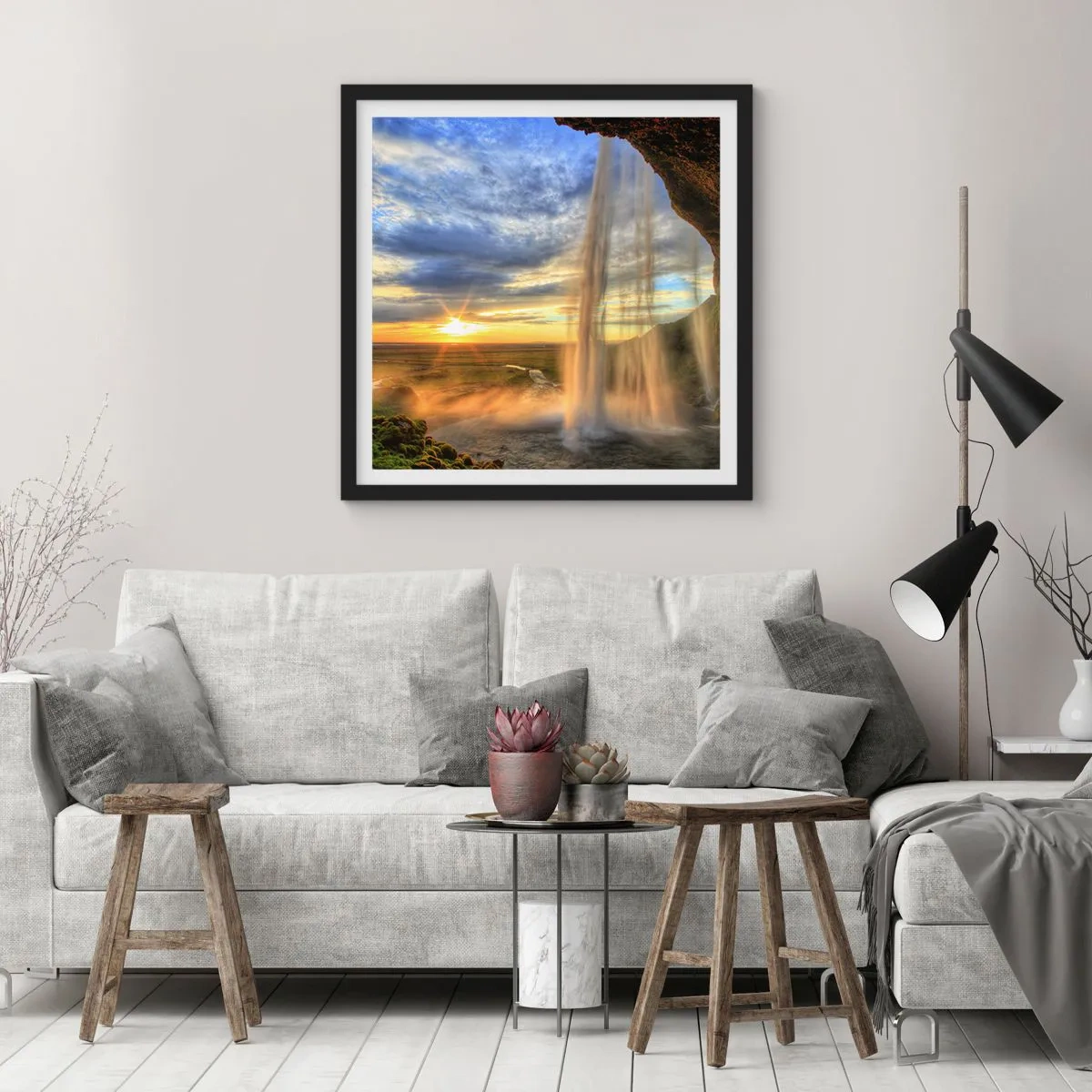 Pôster com moldura preta - O mundo por trás das gotas - 50x50 cm