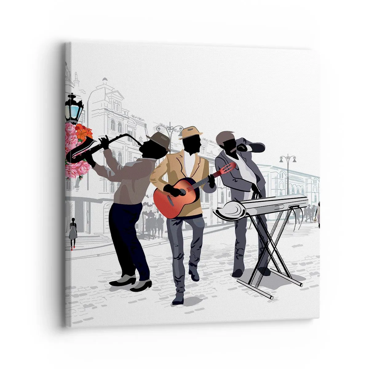 Quadro em tela - Música de rua - 30x30 cm