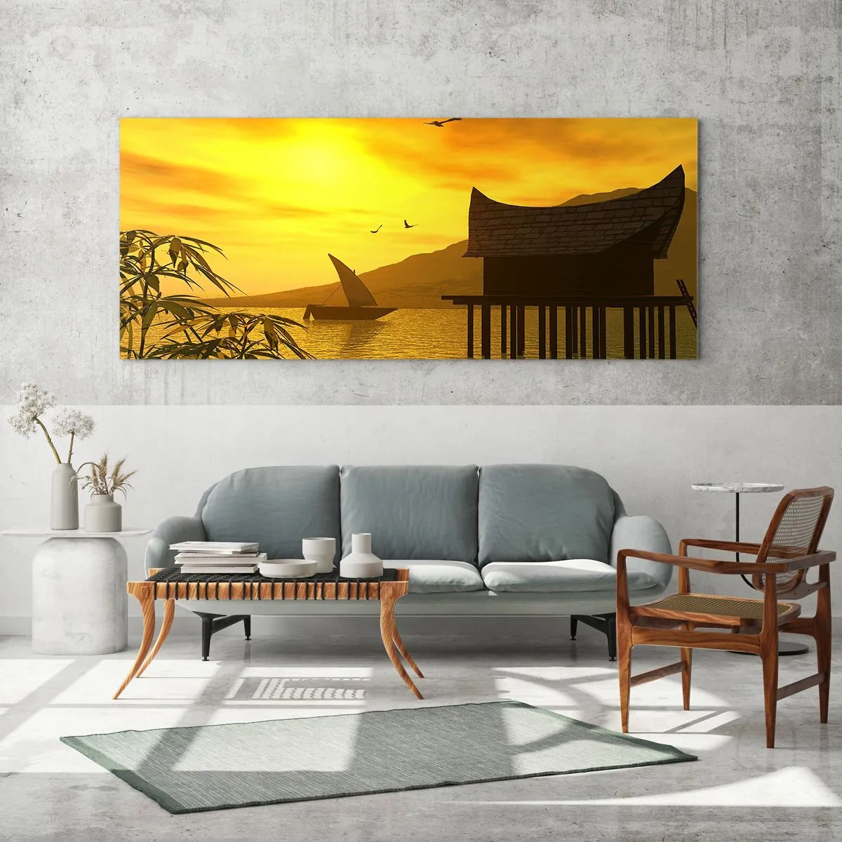 Quadro em vidro - A desejada paz - 90x30 cm
