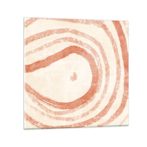 Quadro em vidro - Círculos de coral – composição - 70x70 cm