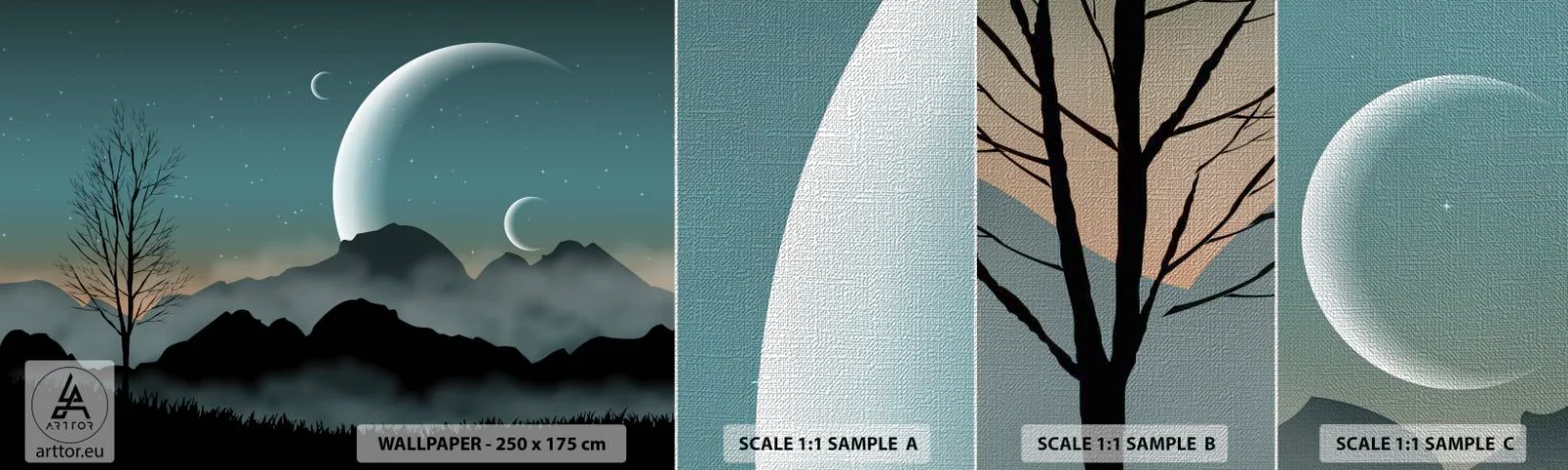 Amostra de papel de parede Premium Canvas - Carnaval de uma noite estrelada - Abstração, Paisagem, Montanhas - 100x30 cm