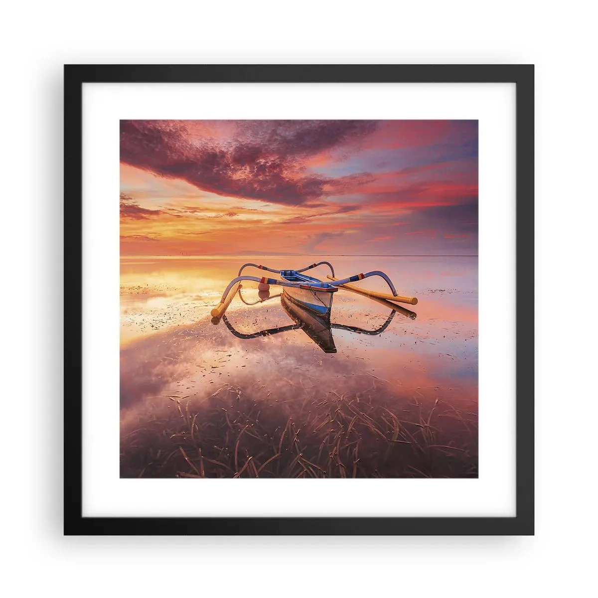 Pôster com moldura preta - A calma de uma noite tropical - 40x40 cm