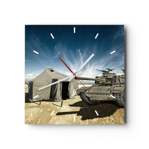 Relógio de parede - Relógio em vidro - Sonho militar - 30x30 cm
