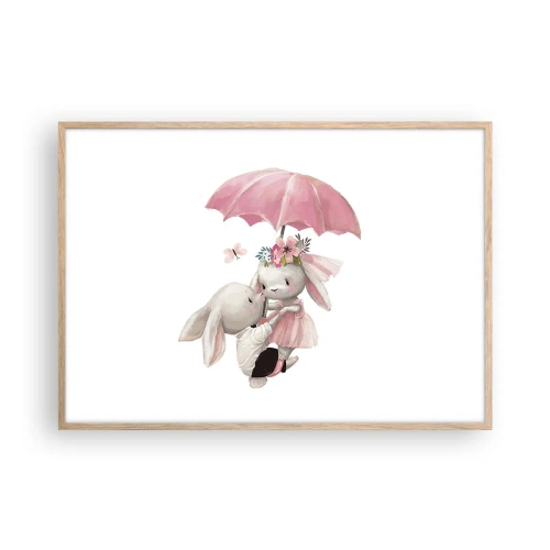 Pôster com moldura de carvalho claro - Isso é amor - 100x70 cm