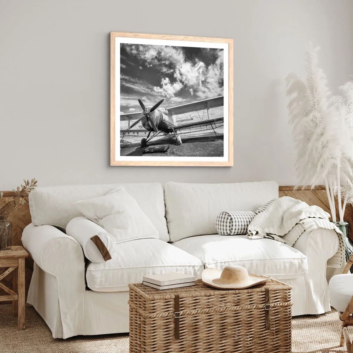 Pôster com moldura de carvalho claro - Mal posso esperar! - 50x50 cm