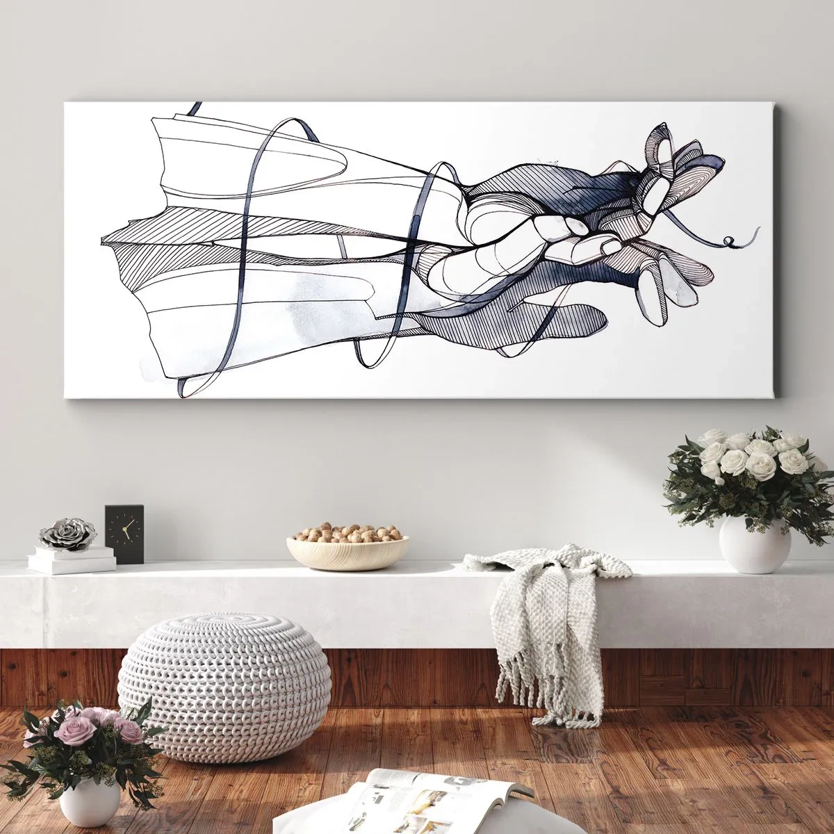 Quadro em tela - Estudo do toque - 100x40 cm