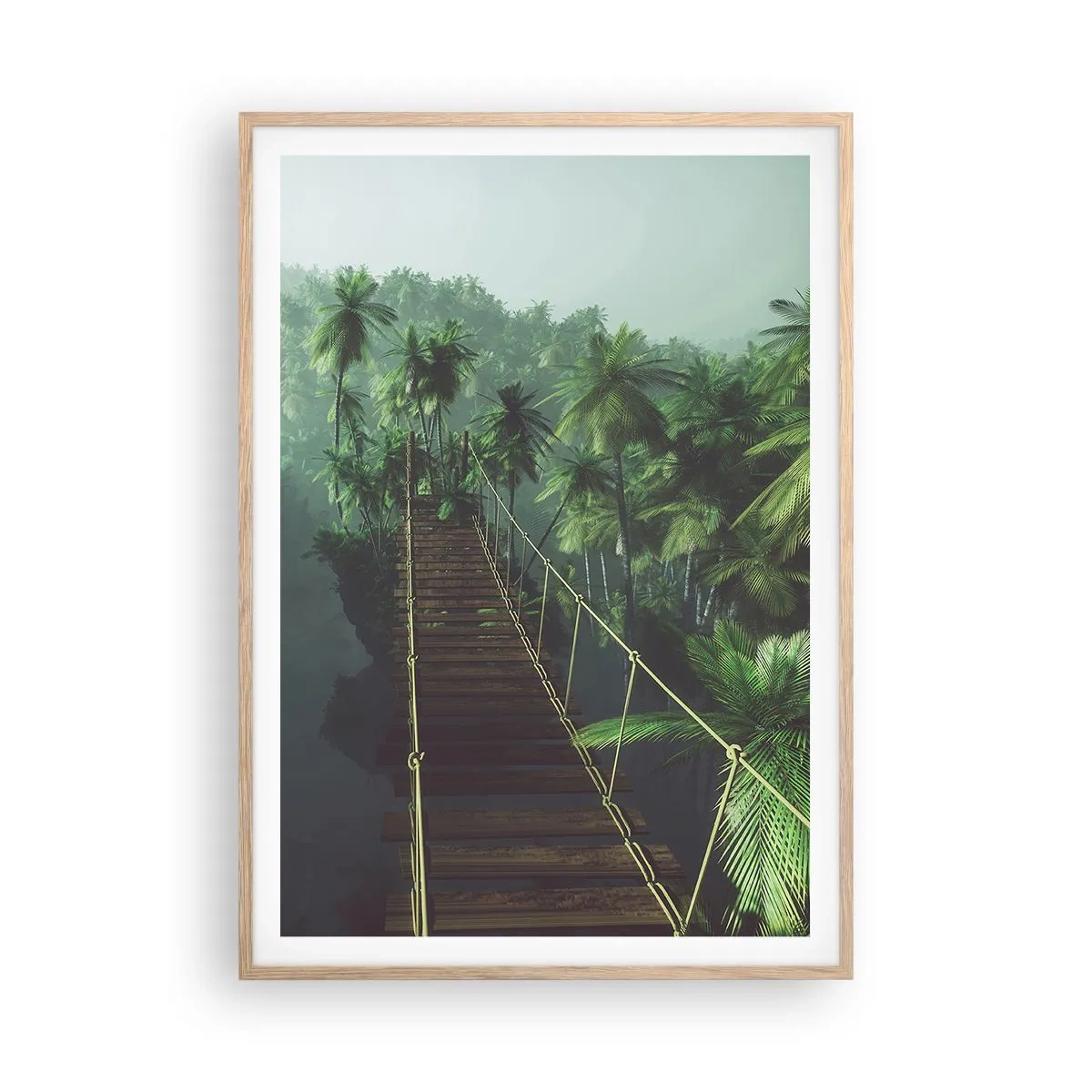 Pôster com moldura de carvalho claro - Sobre o verde fervente - 70x100 cm