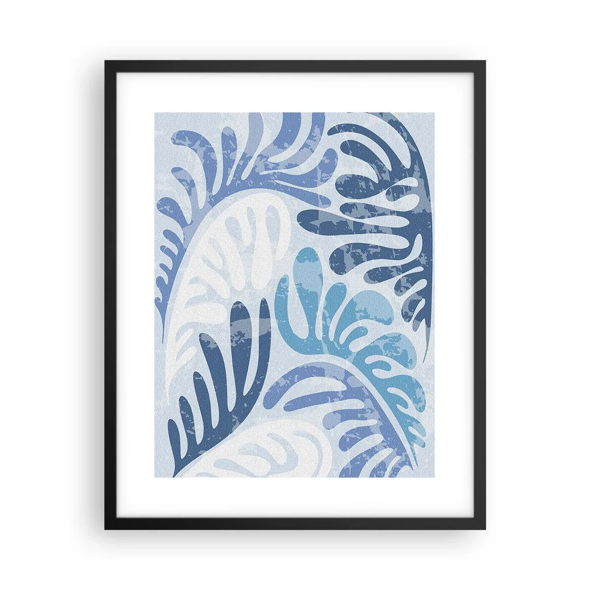 Pôster com moldura preta - Samambaias azuis - 40x50 cm