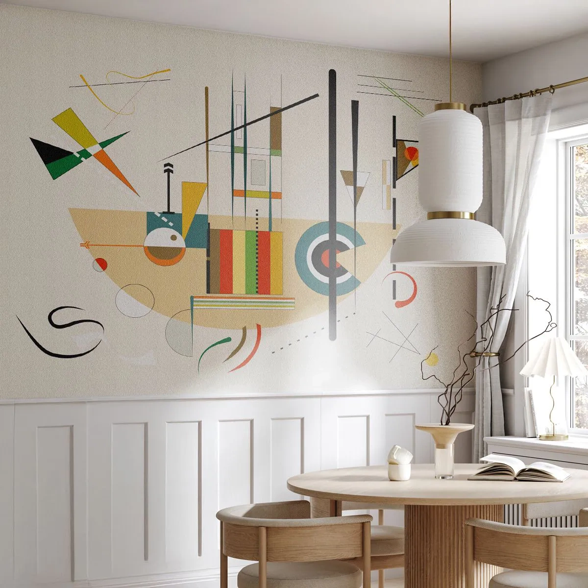 Papel de Parede Autocolante Deluxe Sticker - E o mundo ri - Abstração, Pedaço, Formas - 250x175 cm