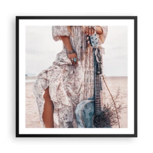 Pôster com moldura preta - Flores a caminho - 60x60 cm