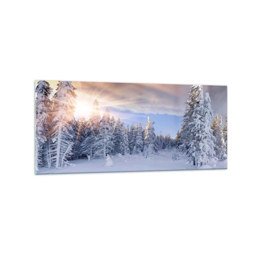 Quadro em vidro - Espetáculo de neve da natureza - 120x50 cm