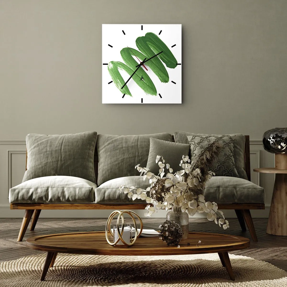 Relógio de parede - Relógio em vidro - Piada verde - 40x40 cm