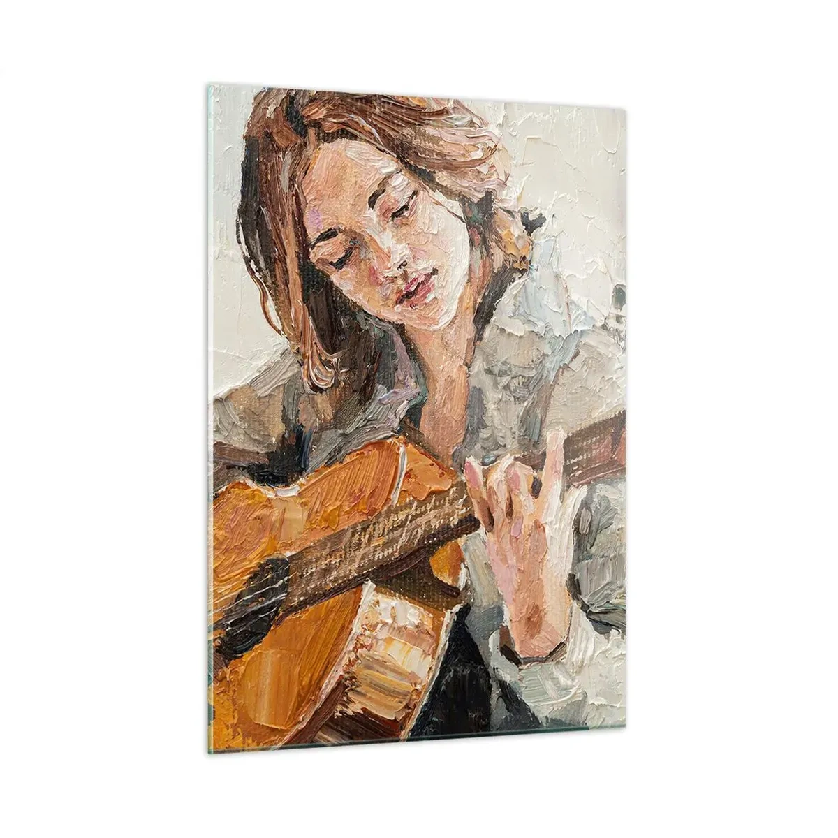 Quadro em vidro - Concerto de violão e coração de rapariga - 50x70 cm
