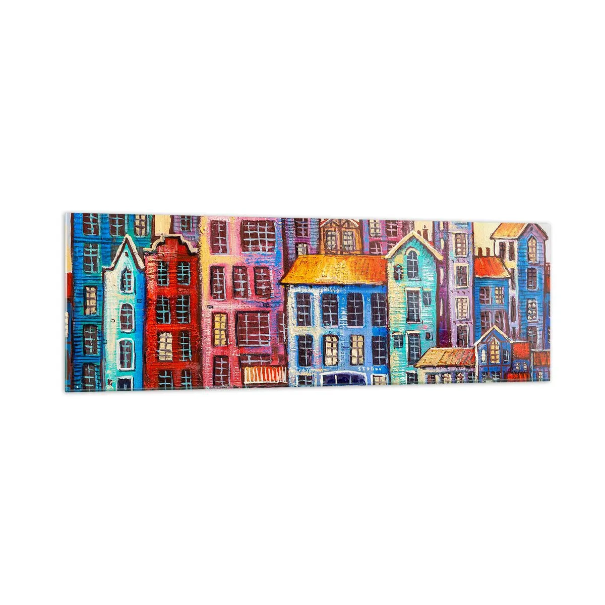 Quadro em vidro - Uma cidade como de um conto de fadas - 160x50 cm