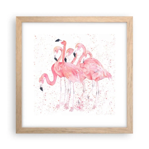 Pôster com moldura de carvalho claro - Conjunto cor-de-rosa - 30x30 cm
