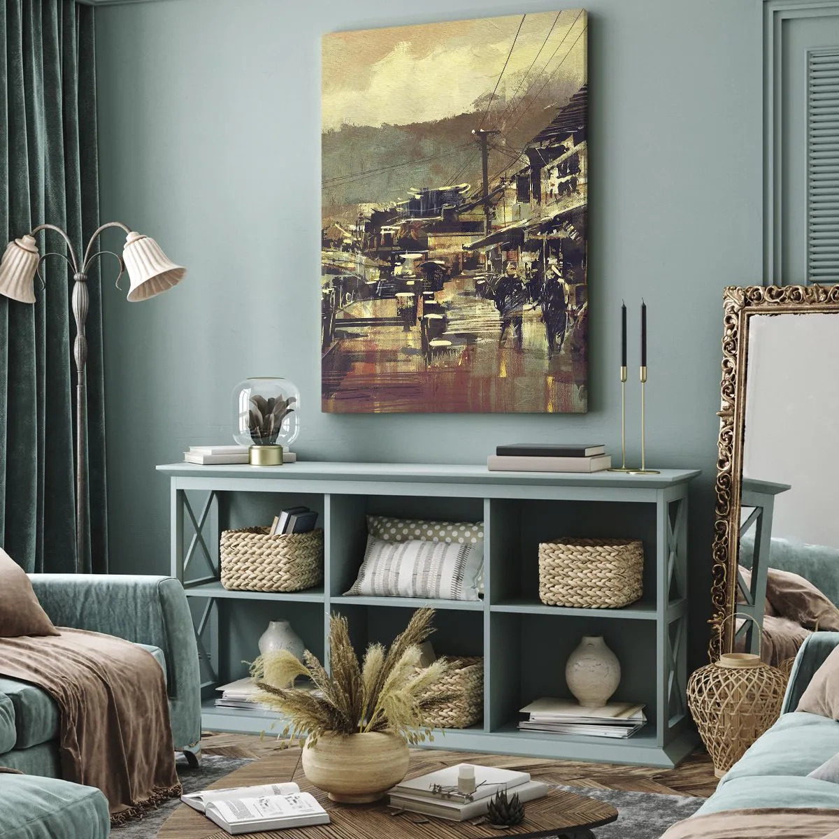 Quadro em tela - A vida como uma riqueza cinzenta - 45x80 cm