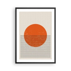 Pôster com moldura preta - Um pôr do sol minimalista em forma geométrica - 50x70cm - Sempre sol - Decoração de parede moderna para a sala de estar e quarto ARTTOR