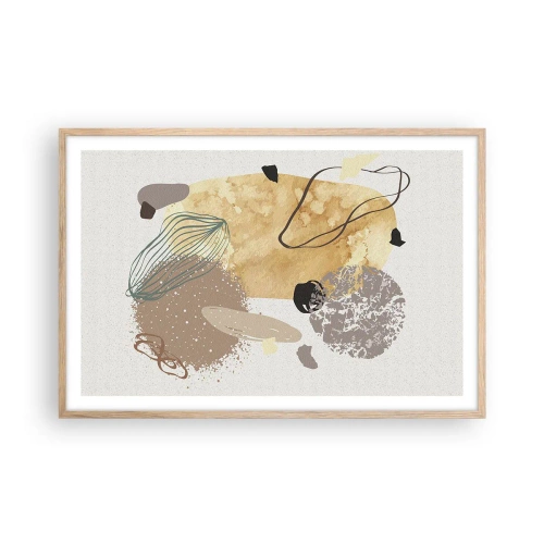 Pôster com moldura de carvalho claro - Plumcologia aplicada - 91x61 cm