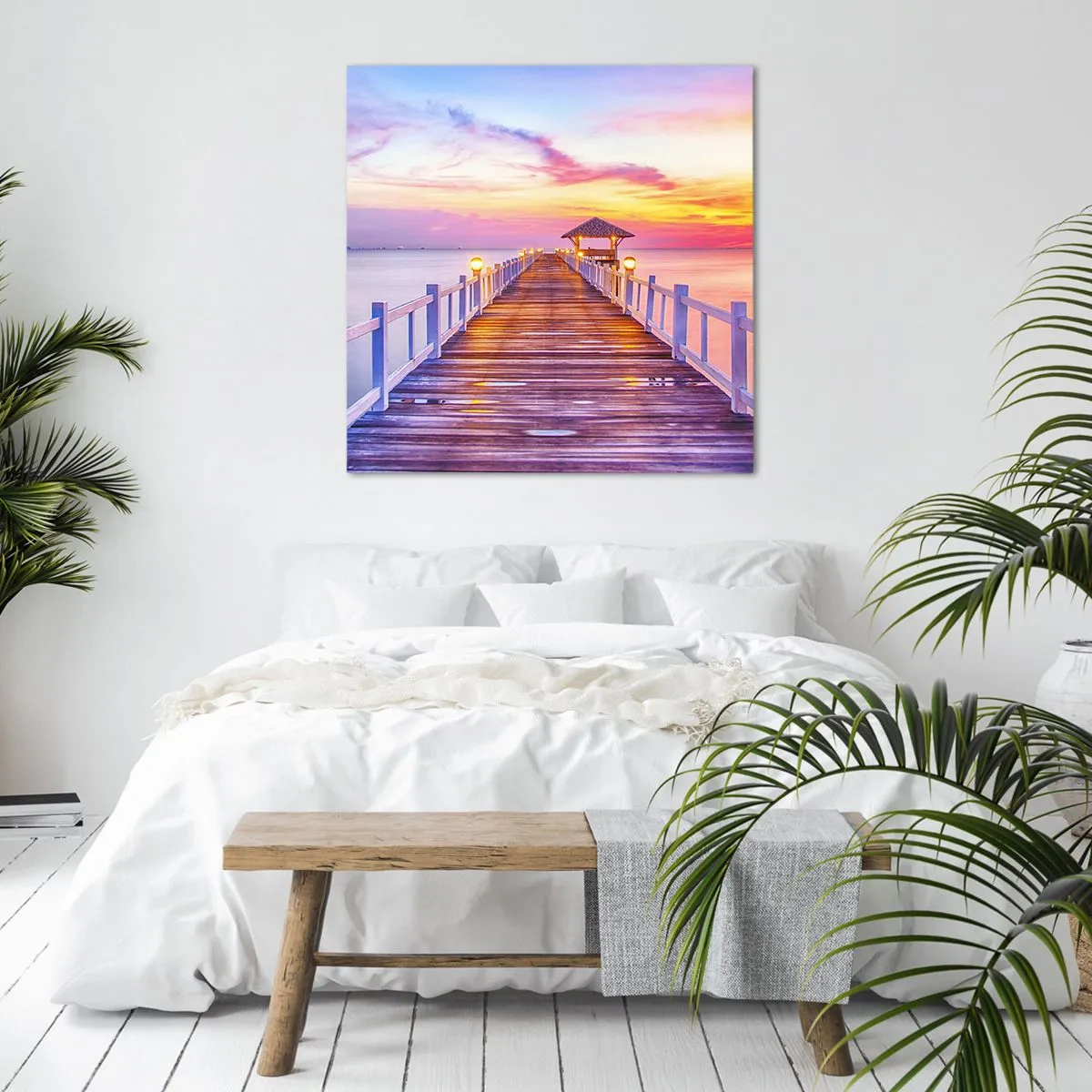 Quadro em tela - O silêncio lilás-dourado da noite - 70x70 cm