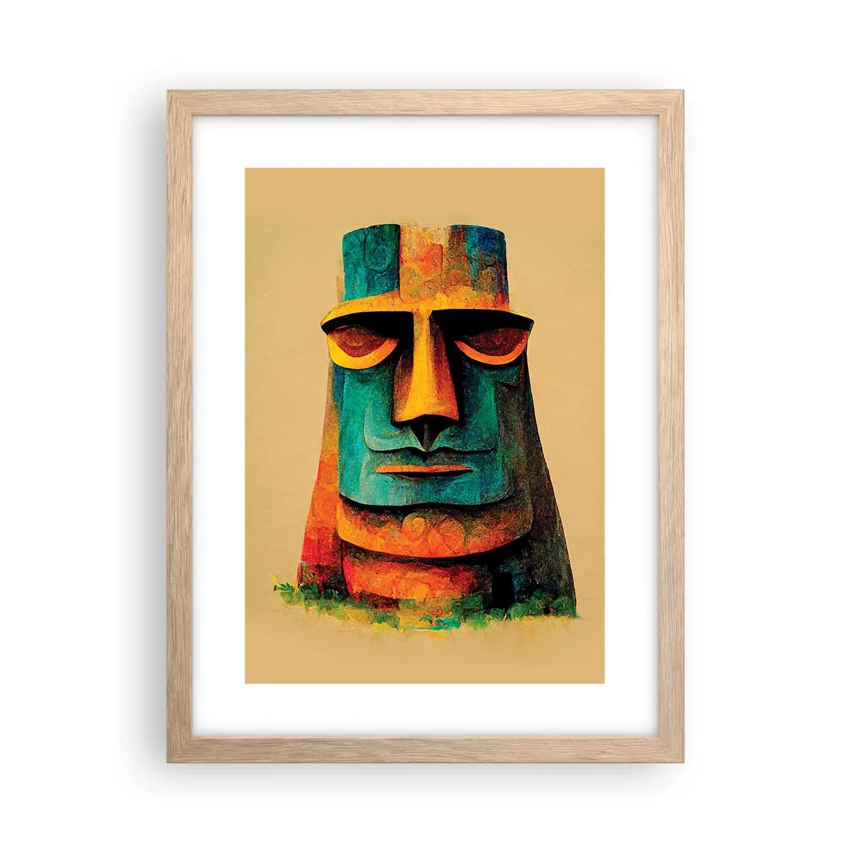 Pôster com moldura de carvalho claro - Escultórico e simpático - 30x40 cm