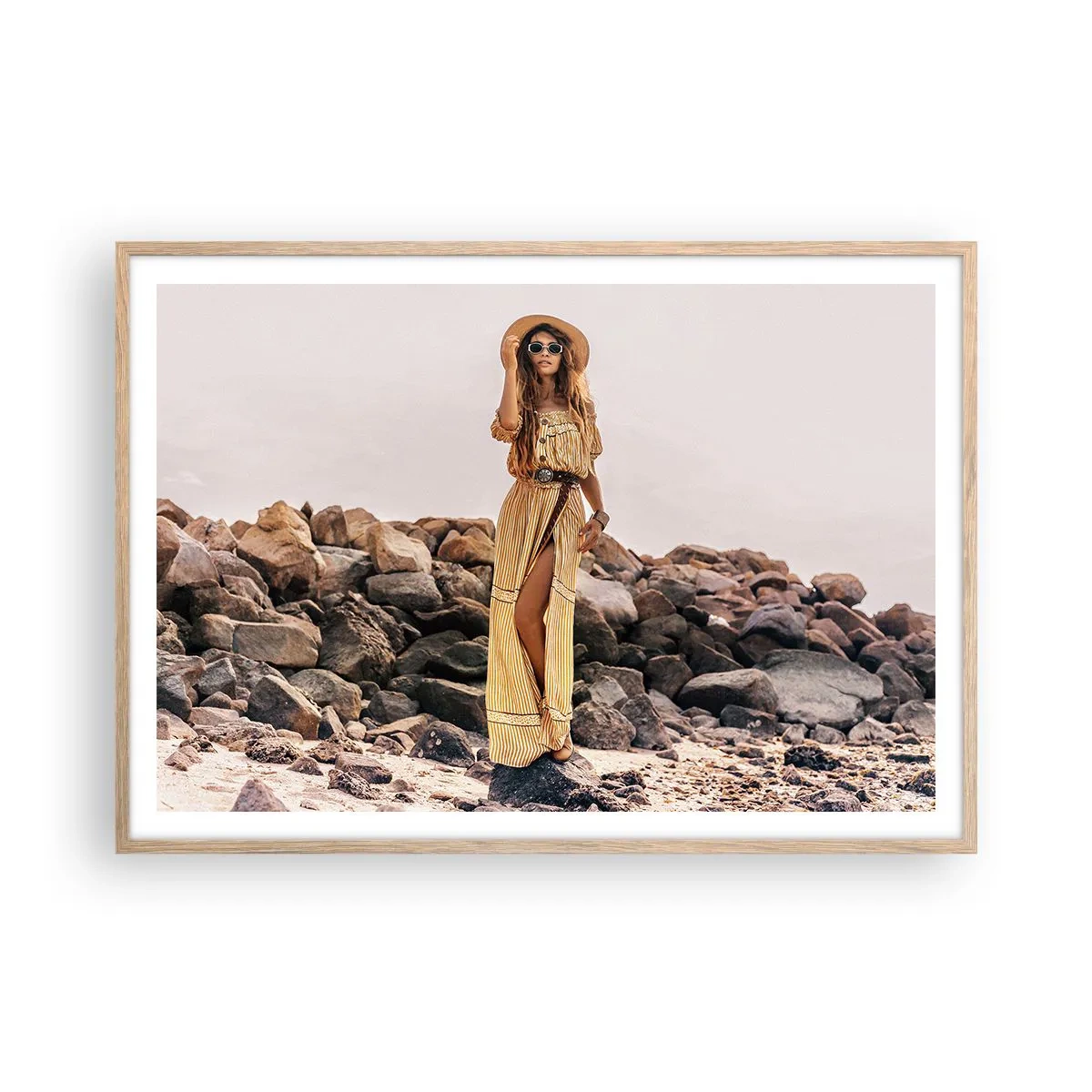 Pôster com moldura de carvalho claro - A magia das pedras - 100x70 cm