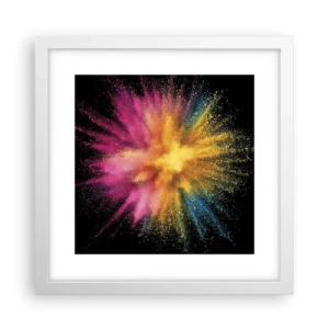 Pôster em moldura branca - O nascimento das cores  - 30x30 cm
