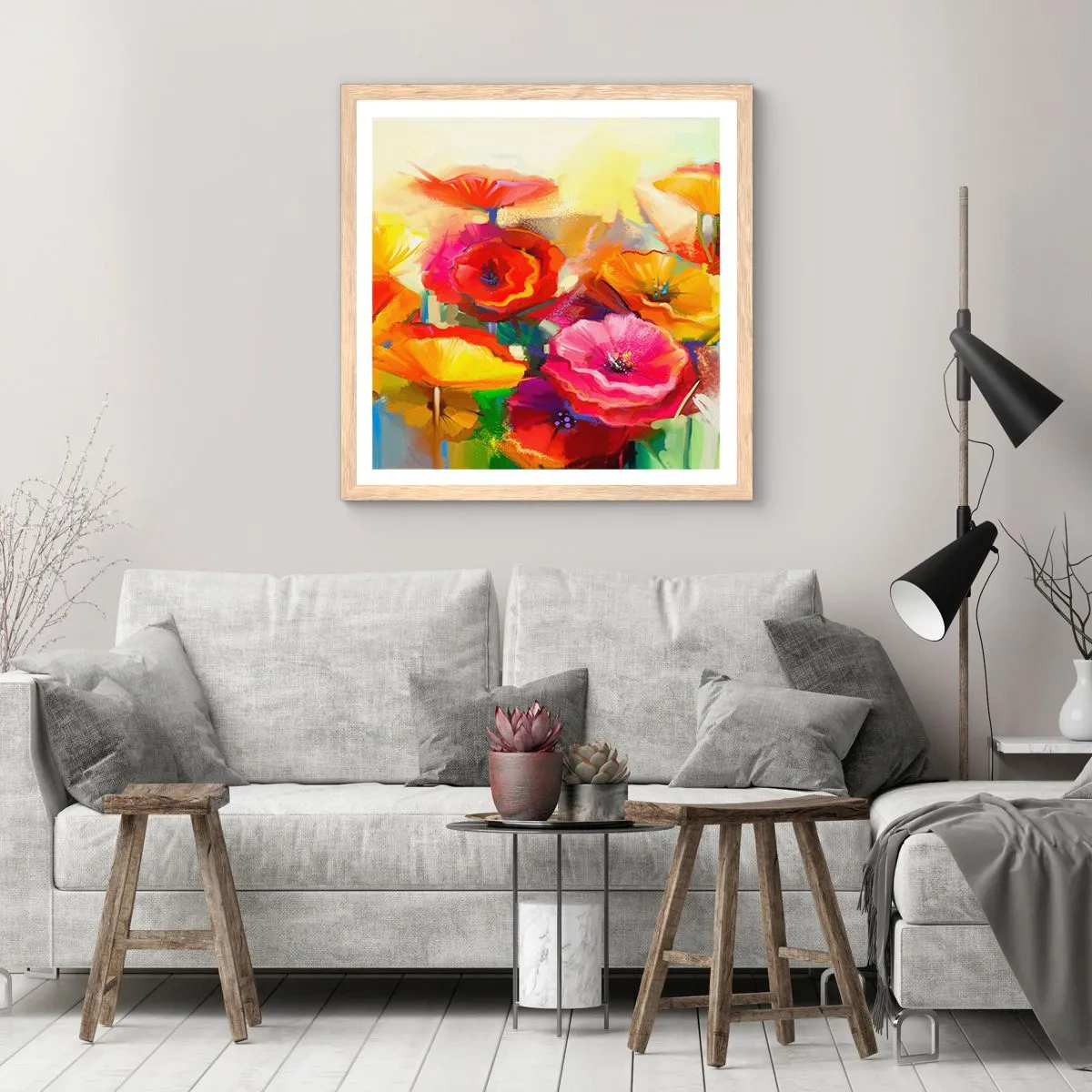 Pôster com moldura de carvalho claro - Não só vermelho - 60x60 cm