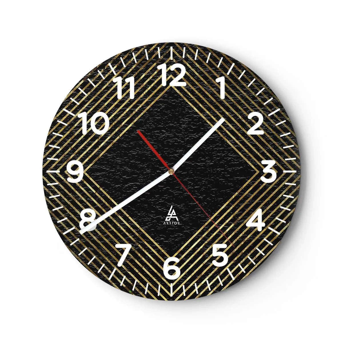 Relógio de parede - Relógio em vidro - Geometria em estilo glamoroso - 30x30 cm