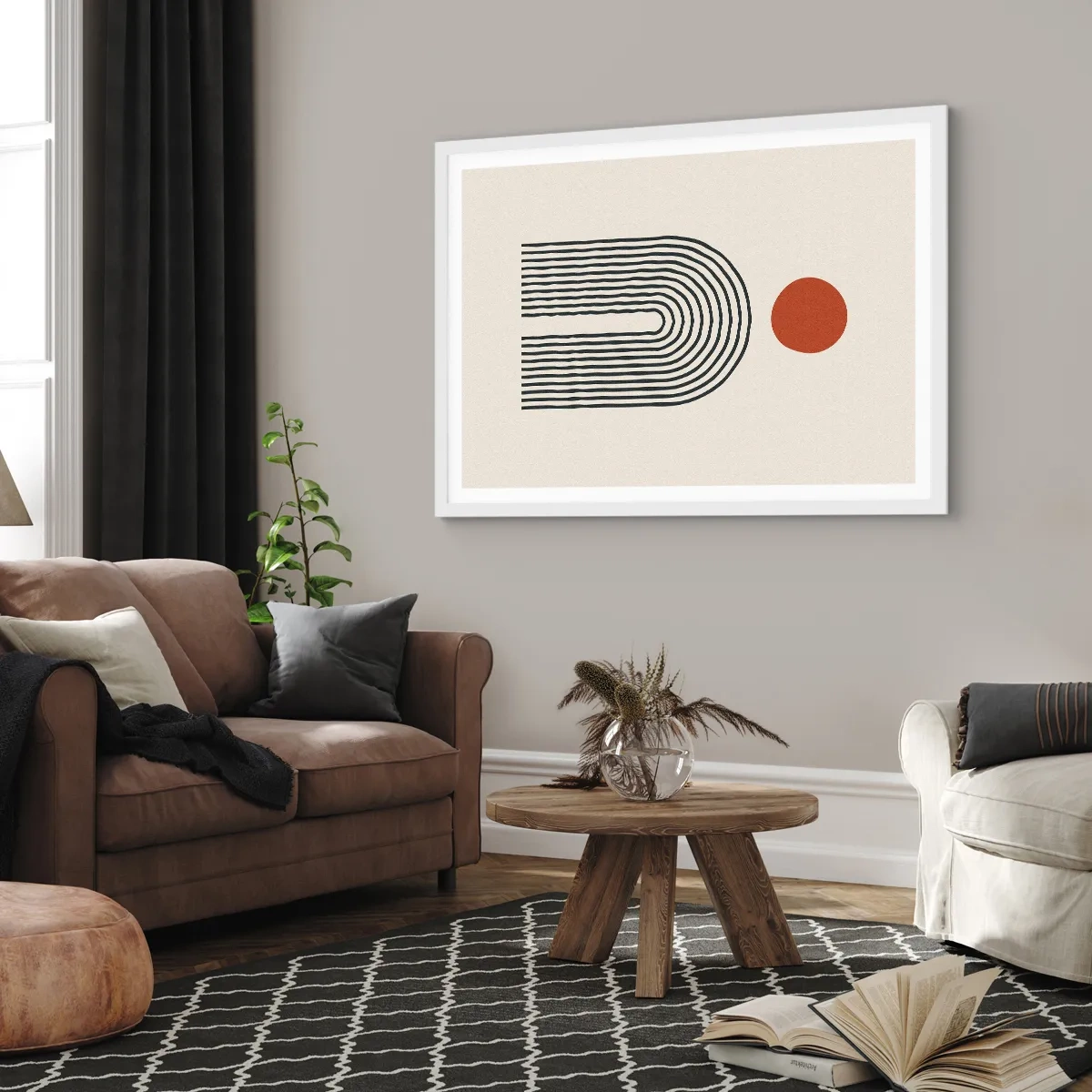 Pôster em moldura branca - Magnetismo de formas e cores - 70x50 cm