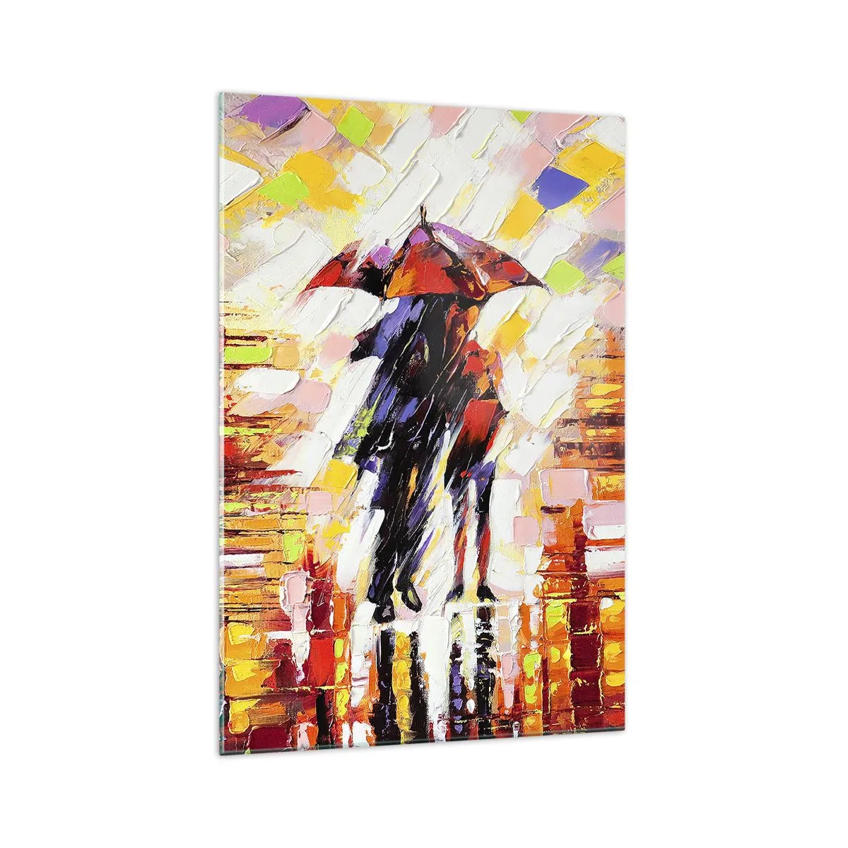 Quadro em vidro - Juntos durante a noite e a chuva - 70x100 cm