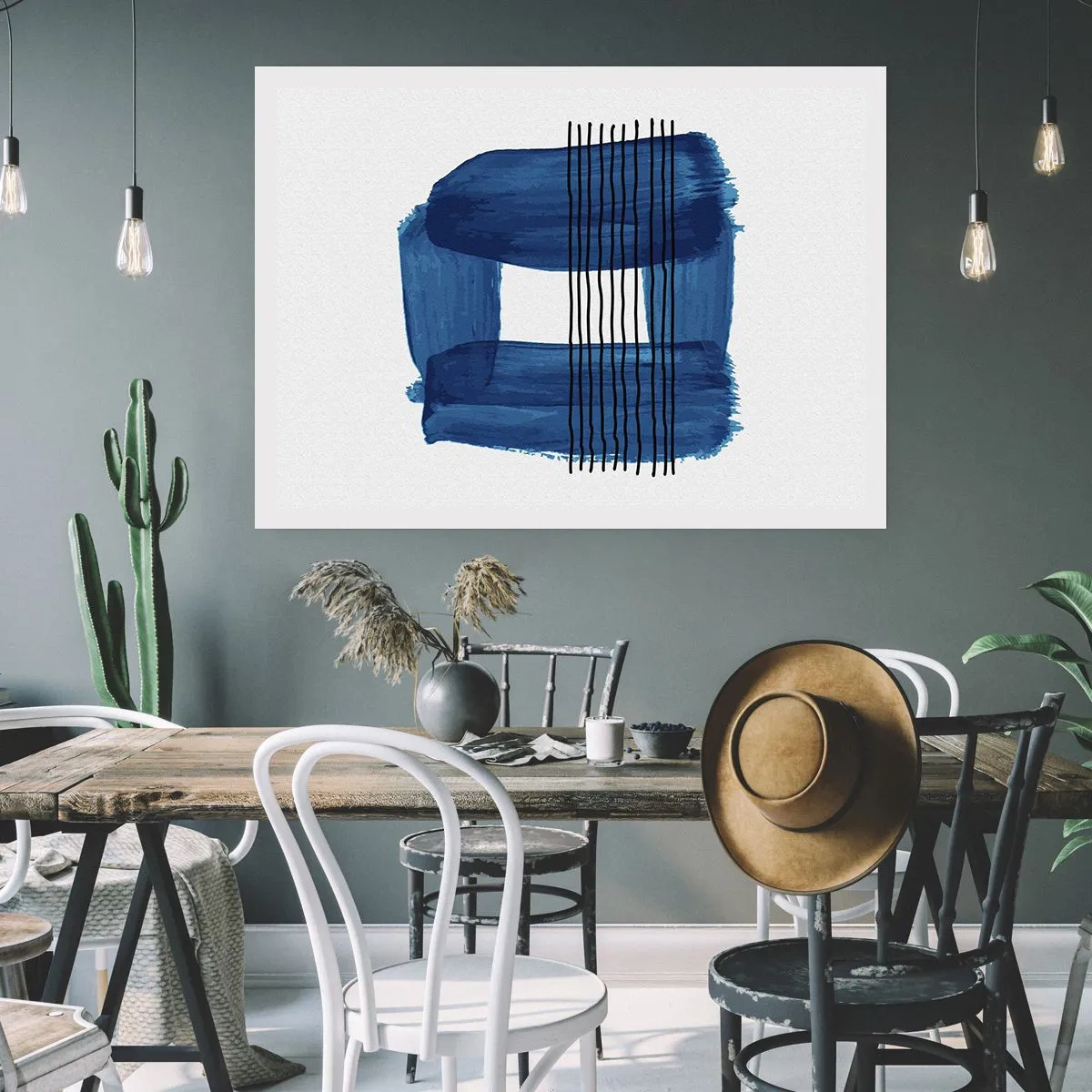 Pôster - Composição azul-negra - 70x50 cm