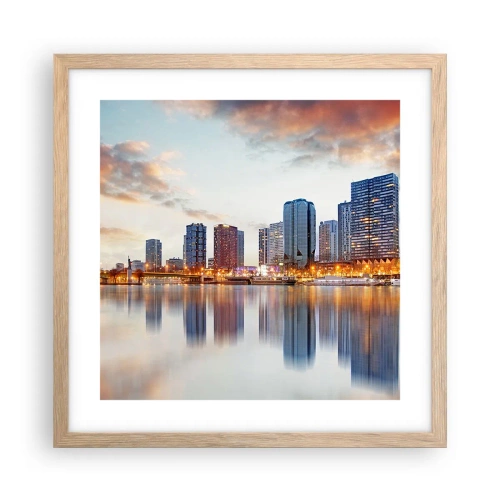 Pôster com moldura de carvalho claro - A tranquilidade monumental de Paris - 40x40 cm