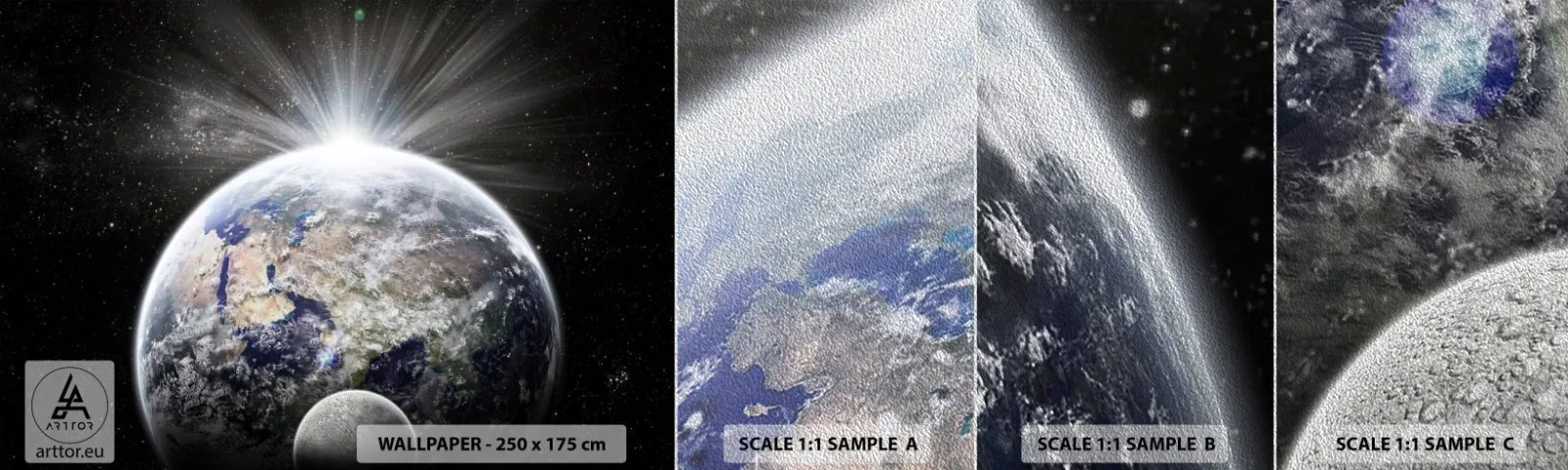 Amostra de papel de parede Premium Sand - Em pleno esplendor - Astronomia, Cosmos, Galáxia - 100x30 cm