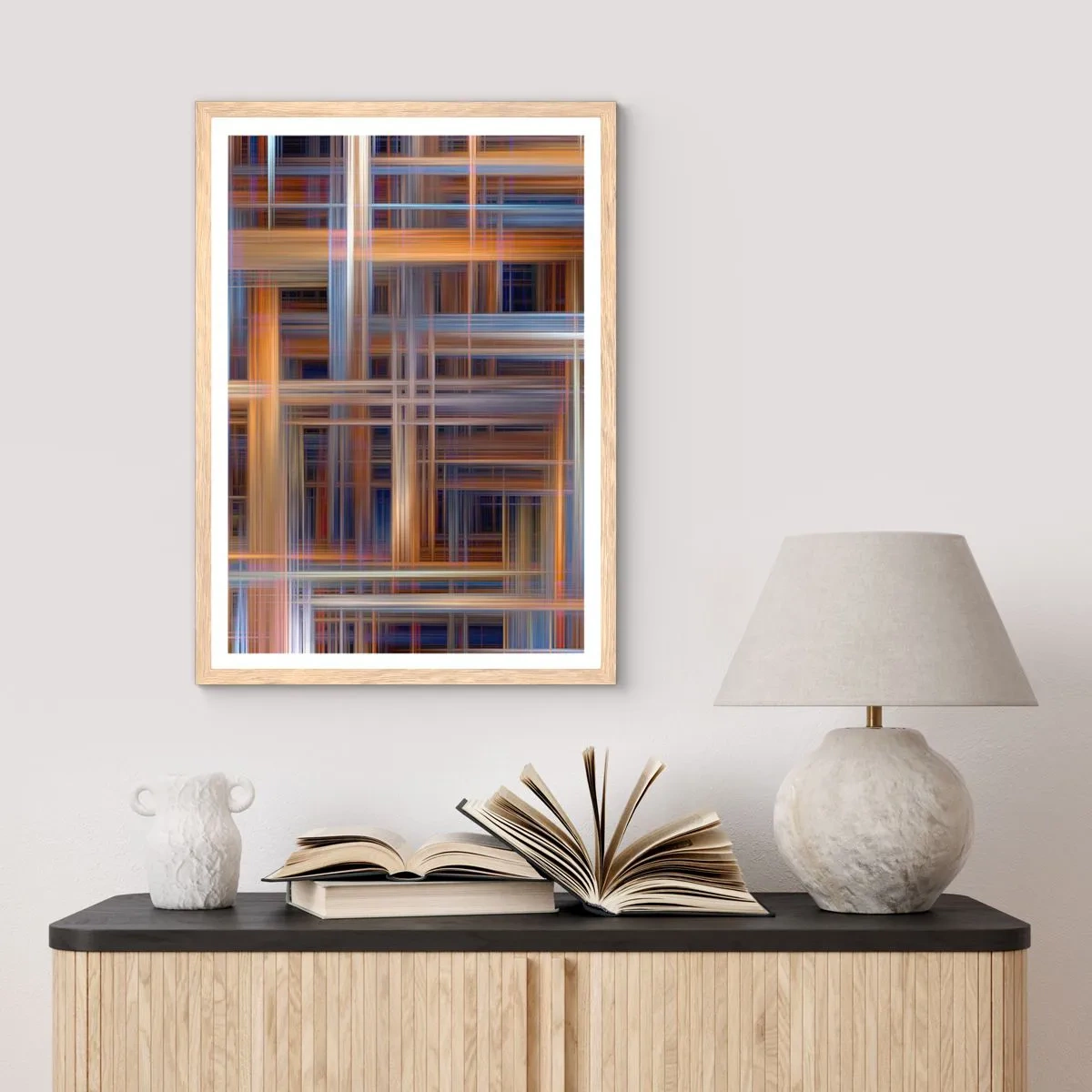 Pôster com moldura de carvalho claro - Tecido de luz - 61x91 cm
