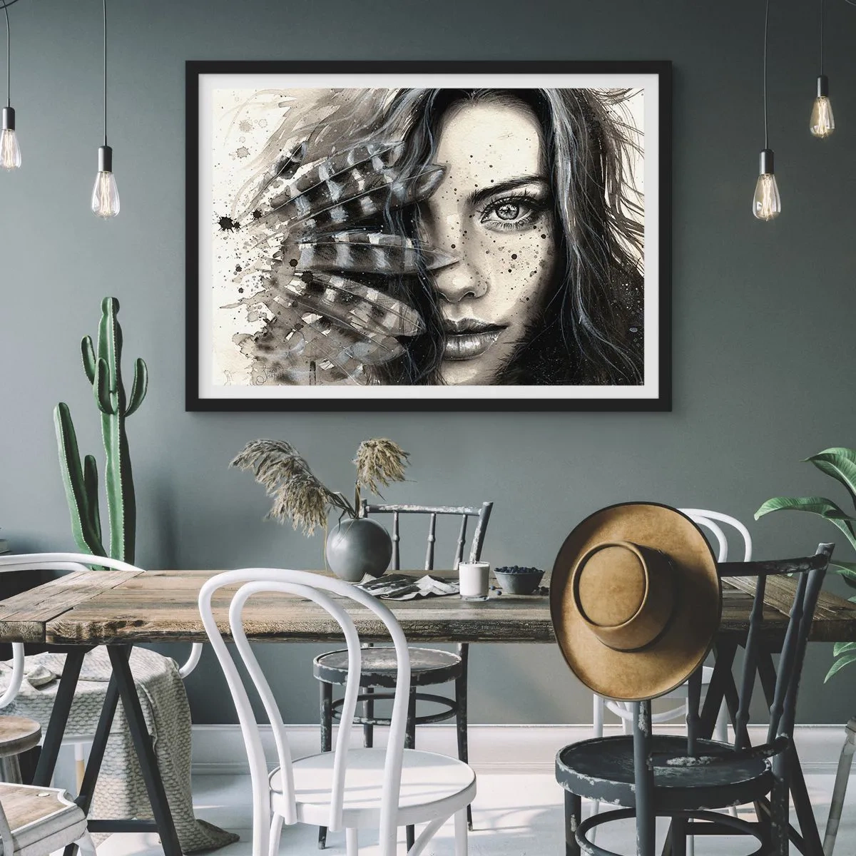 Pôster com moldura preta - Beleza selvagem - 100x70 cm