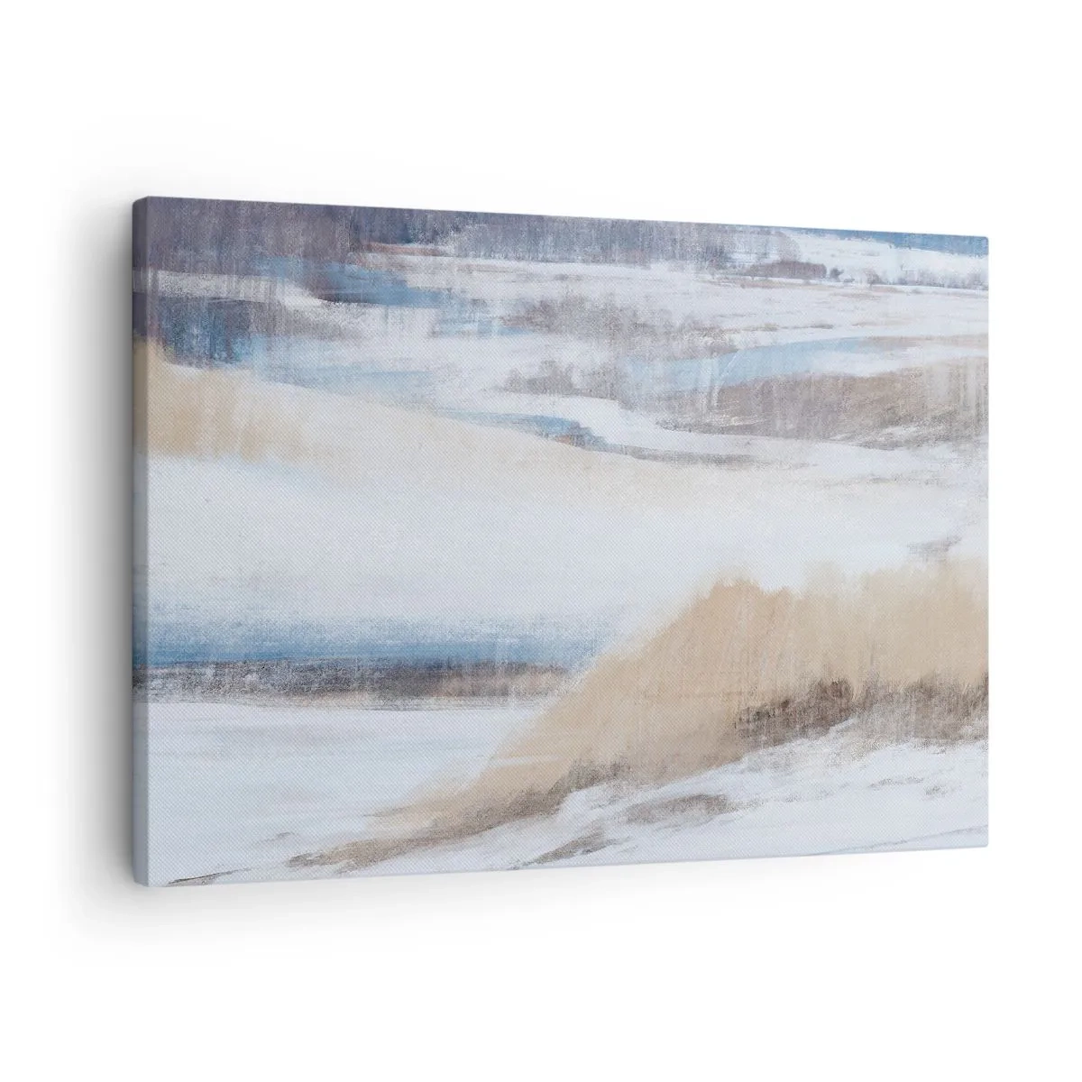 Quadro em tela - Paisagem abstrata de inverno em tons de branco e azul - 70x50cm - Composição de inverno - Decoração de parede moderna para a sala de estar e quarto ARTTOR