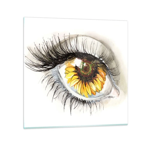 Quadro em vidro - Um olhar tão quente como o verão - 30x30 cm